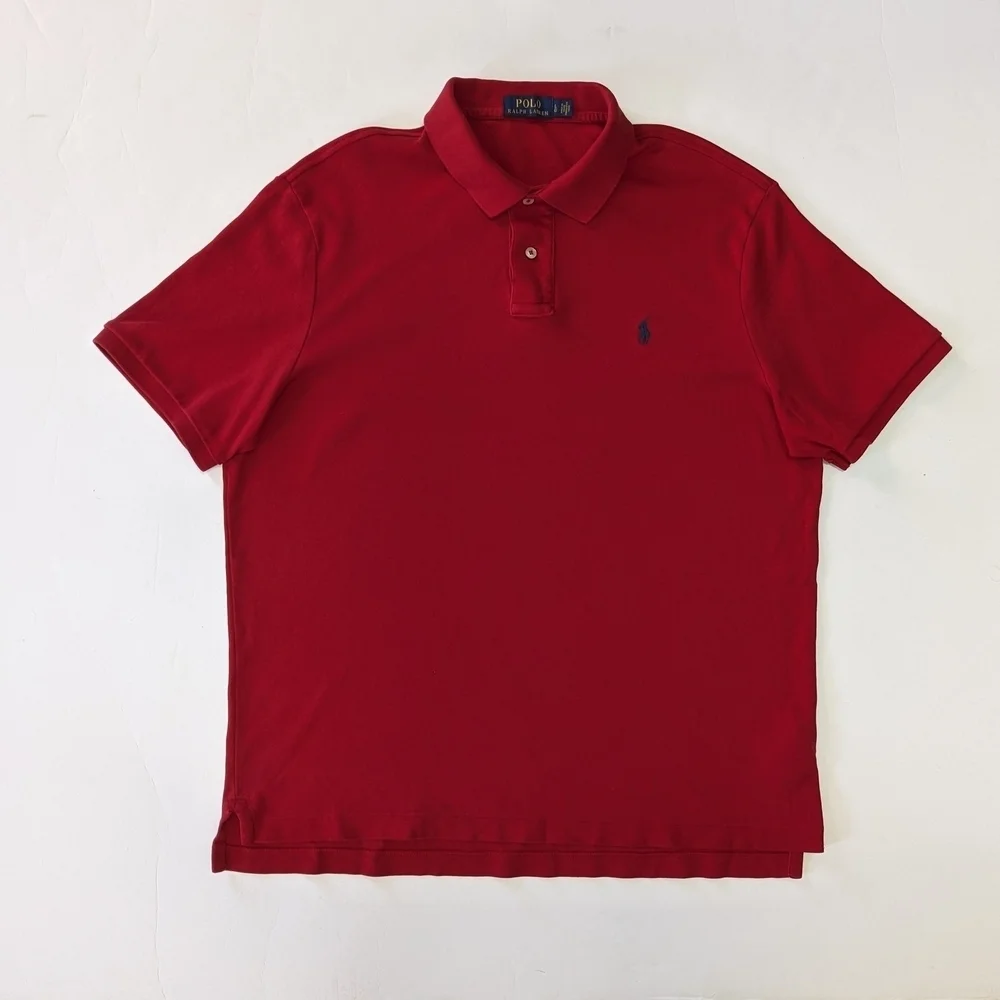 Mens Classic Polo by Ralph Lauren Bold Red Polo Shirt - Picture 1 of 9